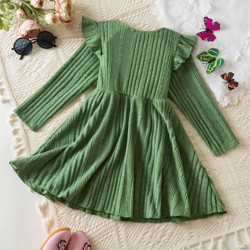 Robe tricotée de fête d'anniversaire pour enfants fille 3-7 ans