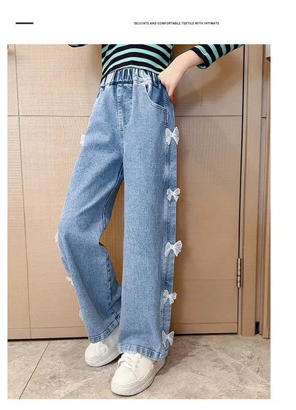 Jeans à jambe large pour fille de 5 à 14 ans