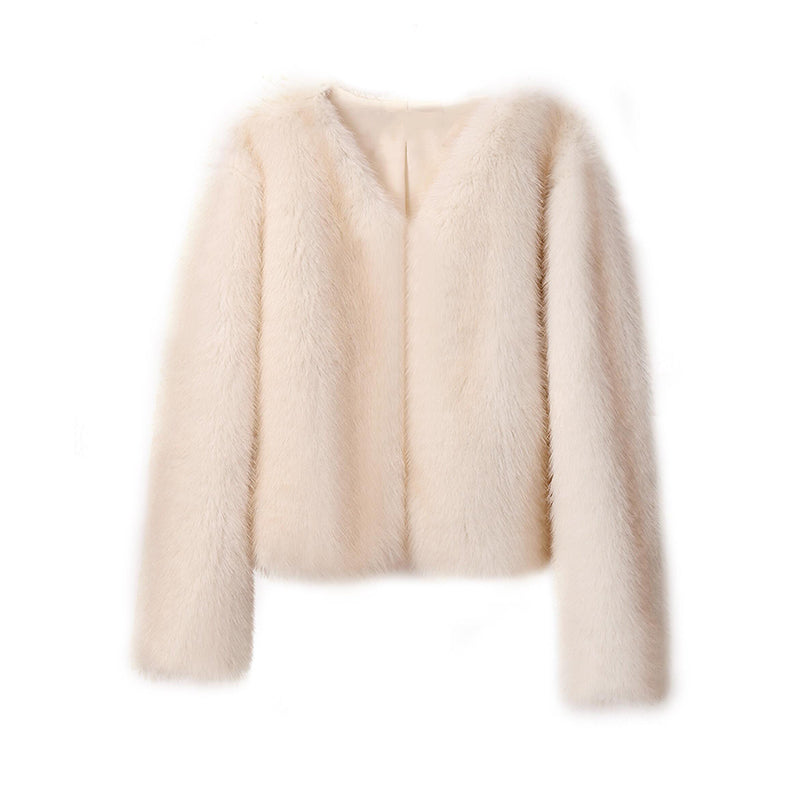 Manteau court en fausse fourrure pour femme