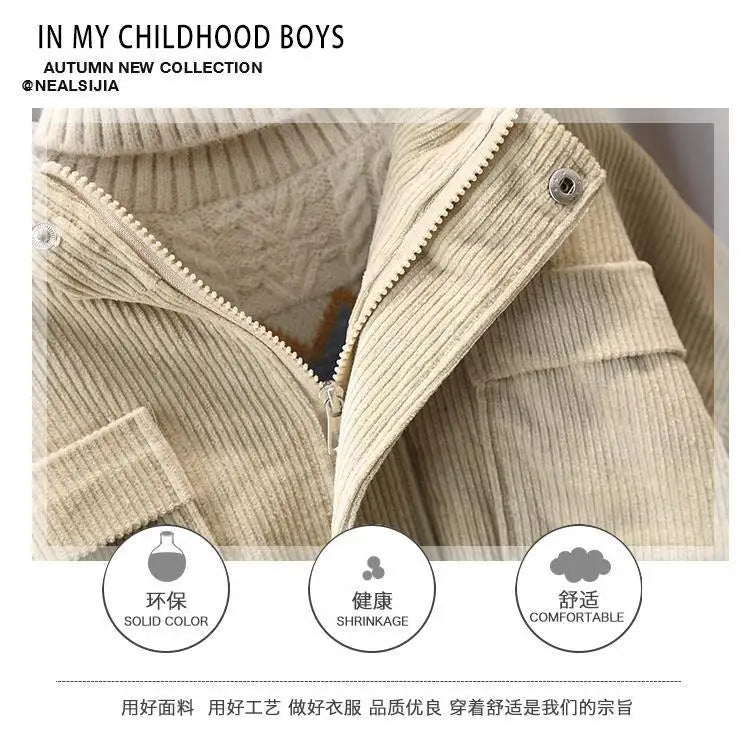 Kids Corduroy Hooded Jacket for 2-9 Years