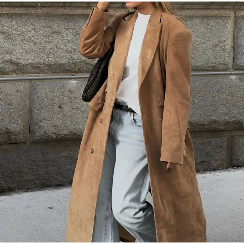 Manteau classique à revers pour femme