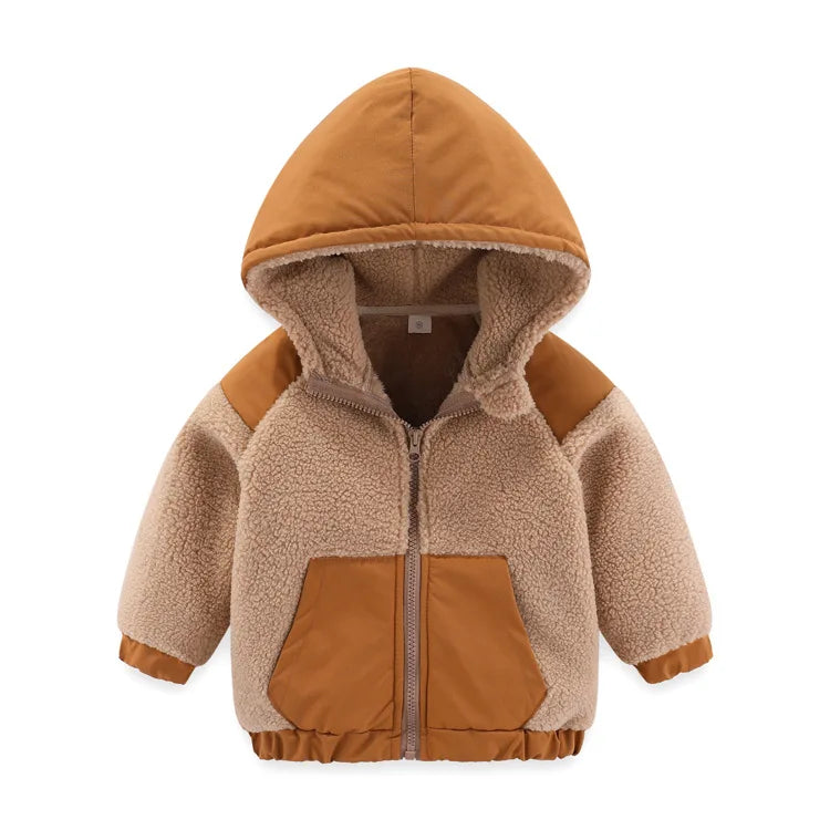 Vêtements d'extérieur en polaire avec capuche épaisse pour enfants de 2 à 6 ans