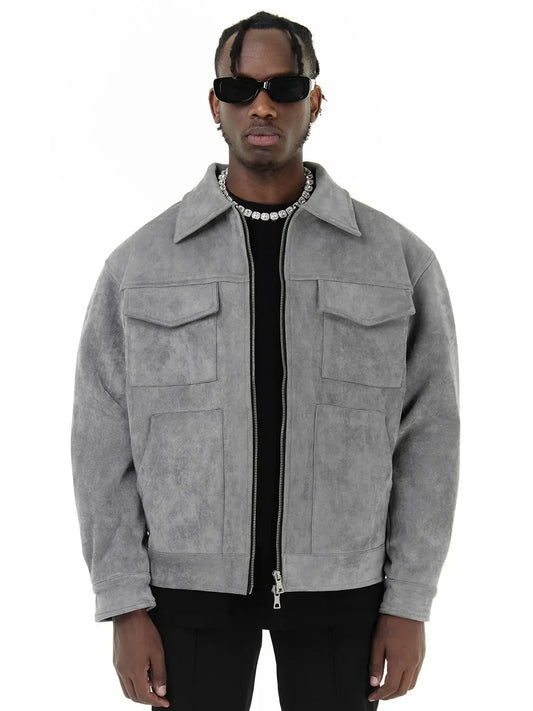 Veste homme classique courte en daim Crock