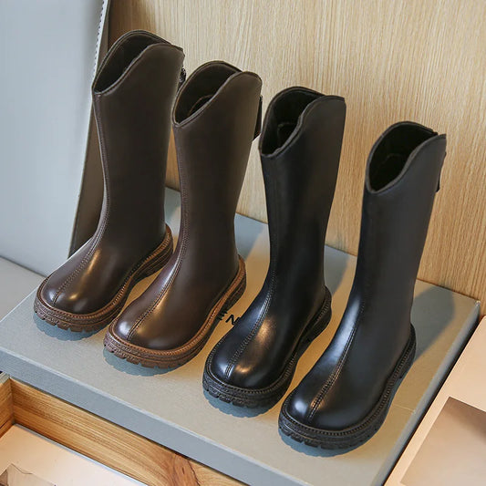 Bottes longues en cuir pour filles et enfants