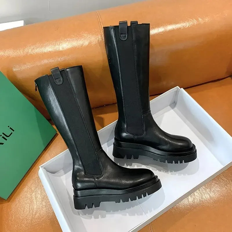 Bottes longues à semelles épaisses pour femmes