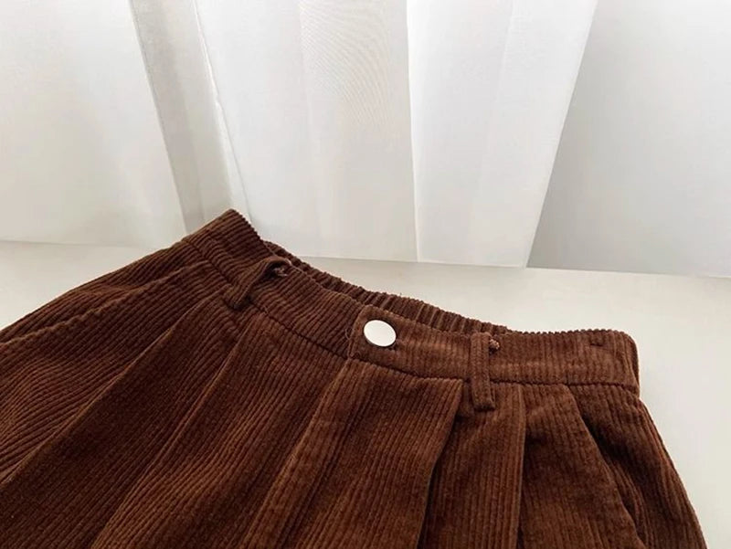 Women's Classic High Waist Corduroy Pants Spring and Autumn 