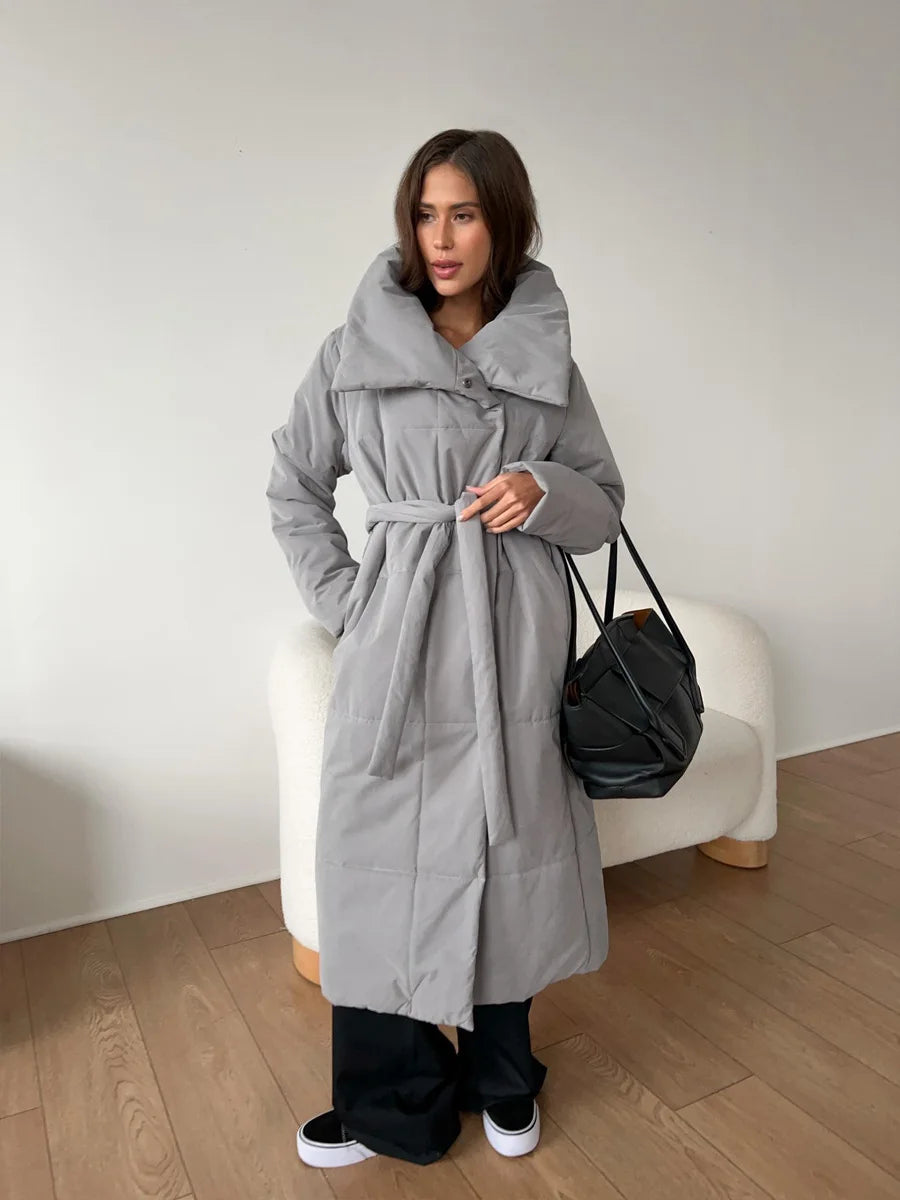 Talenza Winter Slim Long Jacket Women's New Loose Casual Warm Parka Pocket Long Sleeve Long Cotton Down Jacket Women's Jacket