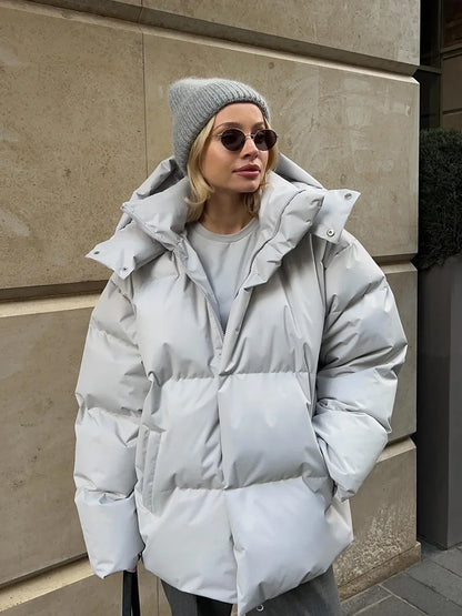 Women's Down Jacket Warmth Fashionable Loose Comfortable Solid Cotton Jacket 2024 New Autumn Winter Casual Simple Daily Overwear