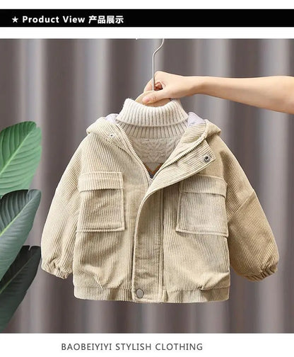 Kids Corduroy Hooded Jacket for 2-9 Years