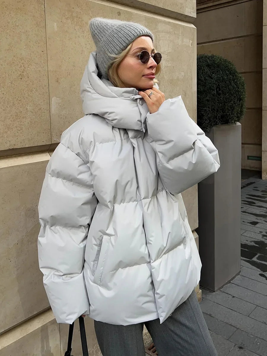 Women's Down Jacket Warmth Fashionable Loose Comfortable Solid Cotton Jacket 2024 New Autumn Winter Casual Simple Daily Overwear