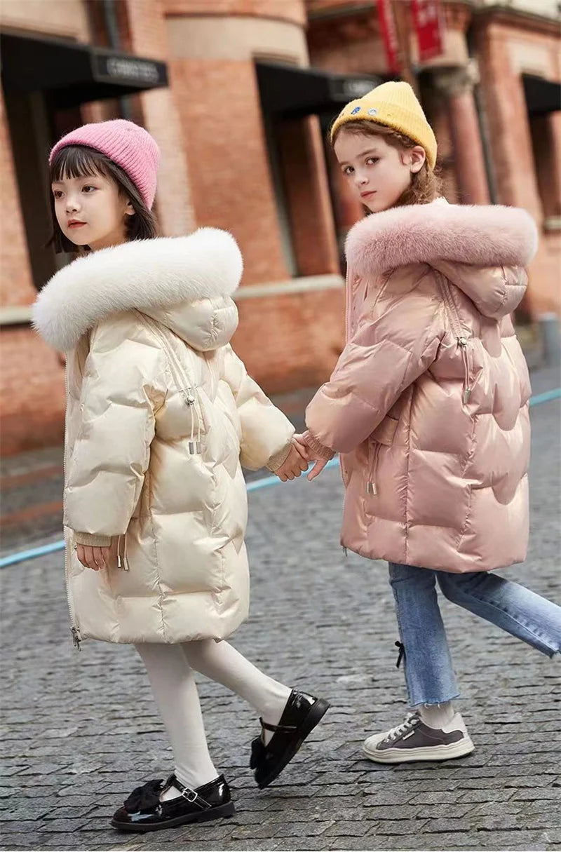 Warm and thick down jacket for girls from 4 to 12 years old