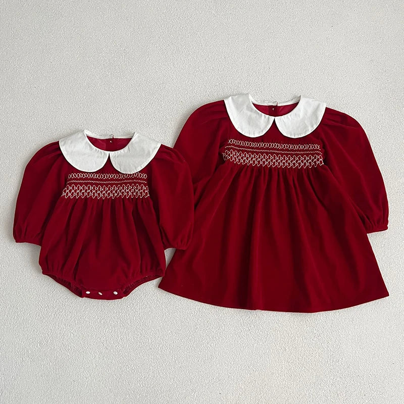 Red dress for baby girls from 3 months to 6 years