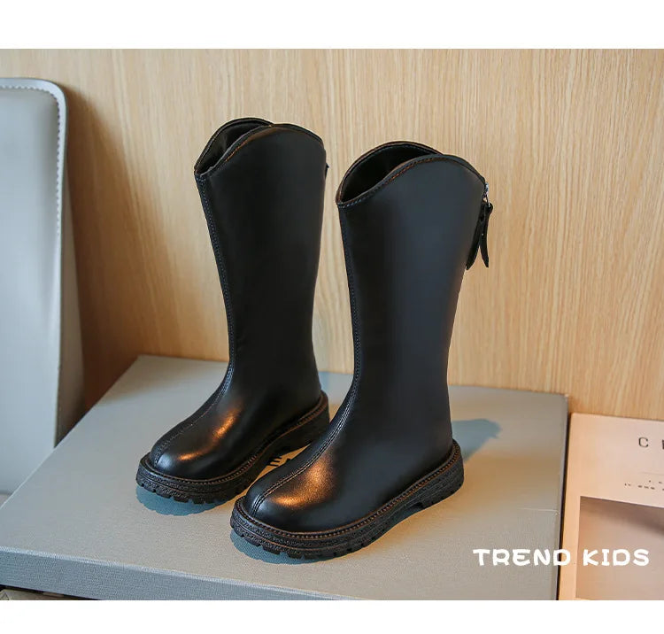 Bottes longues en cuir pour filles et enfants