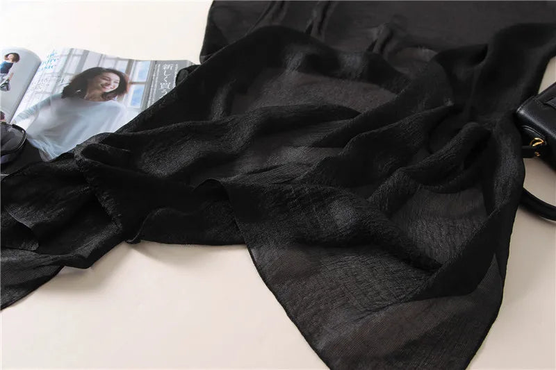 Foulard uni en soie et lin pour femme