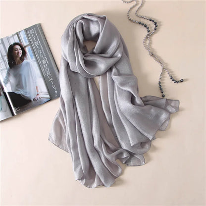 Foulard uni en soie et lin pour femme