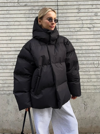 Women's Down Jacket Warmth Fashionable Loose Comfortable Solid Cotton Jacket 2024 New Autumn Winter Casual Simple Daily Overwear