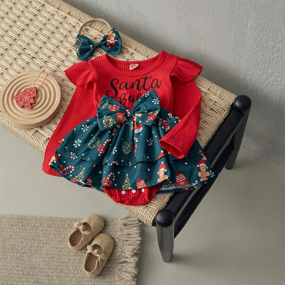 Robe de Noël avec bandeau à nœud pour bébés fille de 0 à 18 mois