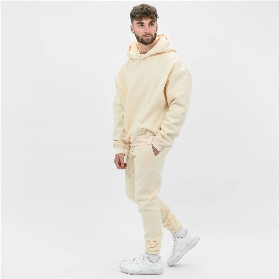 Sweat à capuche + pantalon de sport en coton pour homme