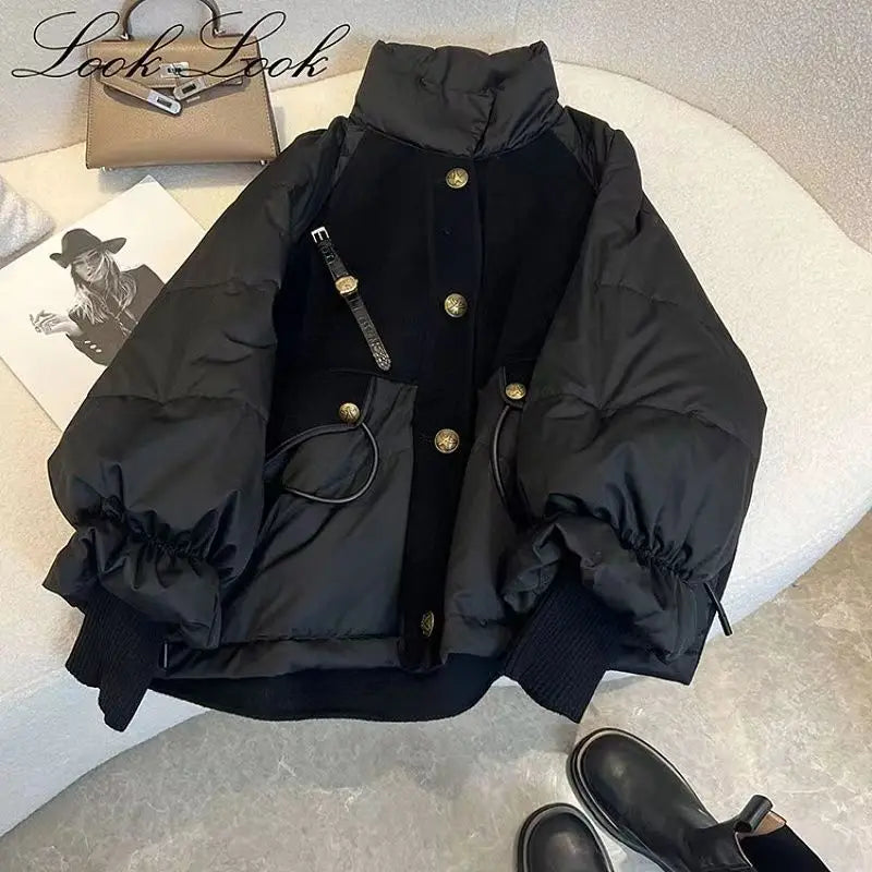 Doudoune Parka noire en coton pour femme