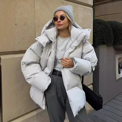 Women's Down Jacket Warmth Fashionable Loose Comfortable Solid Cotton Jacket 2024 New Autumn Winter Casual Simple Daily Overwear