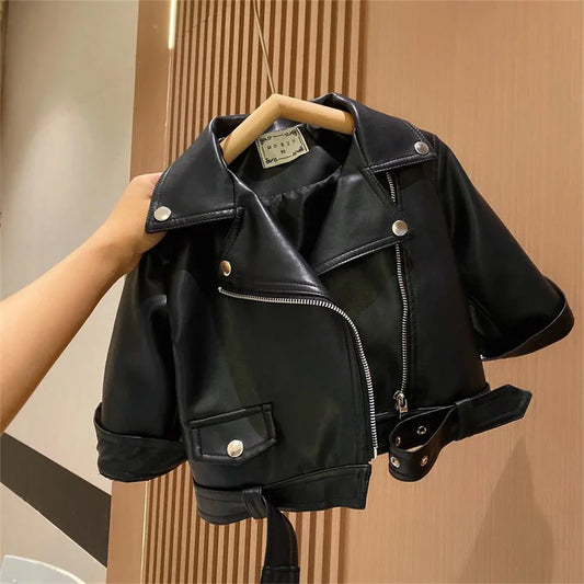 Veste en cuir PU pour garçons de 2 à 8 ans