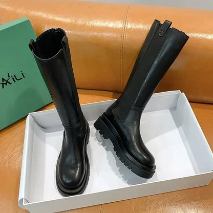 Bottes longues à semelles épaisses pour femmes