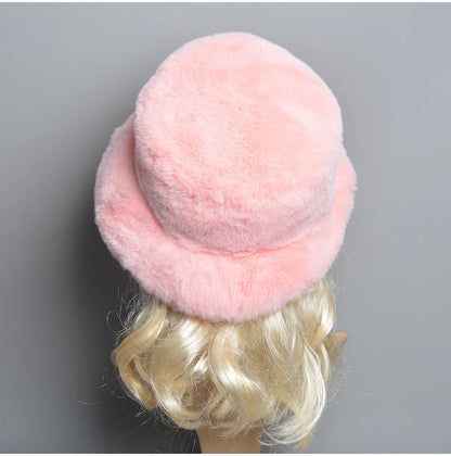 Chapeau en Fausse Fourrure de Lapin Doublé Coton pour Femme en Hiver