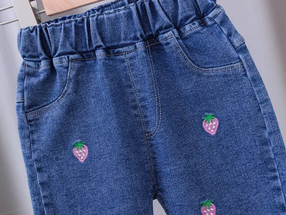 Jeans taille élastique pour enfants pour filles de 1 à 5 ans