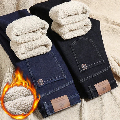 Jeans d'hiver en polaire épaisse pour hommes