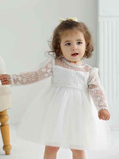 Robe de princesse blanche pour fêtes pour bébé filles de 3 à 24 mois