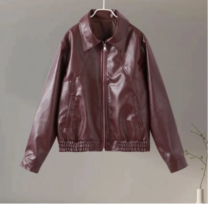 Veste en cuir PU pour femme