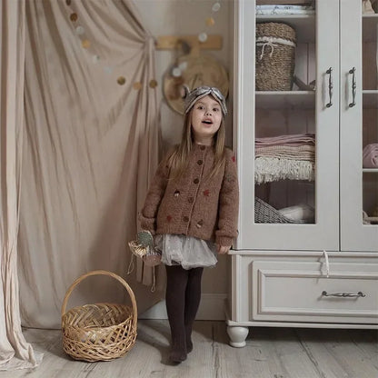 Pull cardigan en laine pour filles de 1 à 8 ans