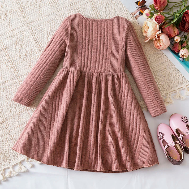 Robe tricotée de fête d'anniversaire pour enfants fille 3-7 ans