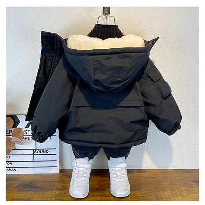 Manteau d'hiver à capuche en coton épais pour garçon