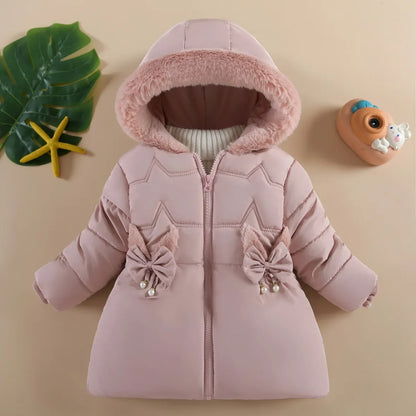 Manteau d'hiver épais doublé de fourrure pour fille de 1 à 4 ans