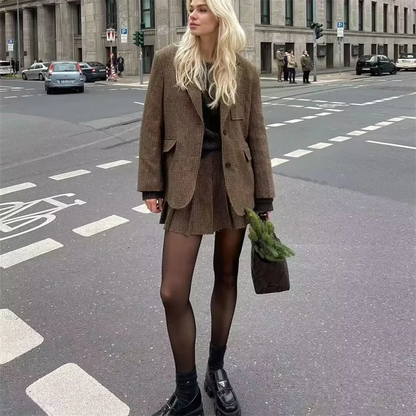 Ensemble veste et jupe plissée pour femme