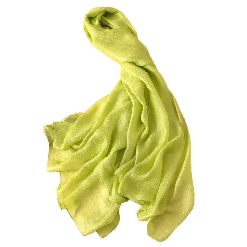 Foulard uni en soie et lin pour femme