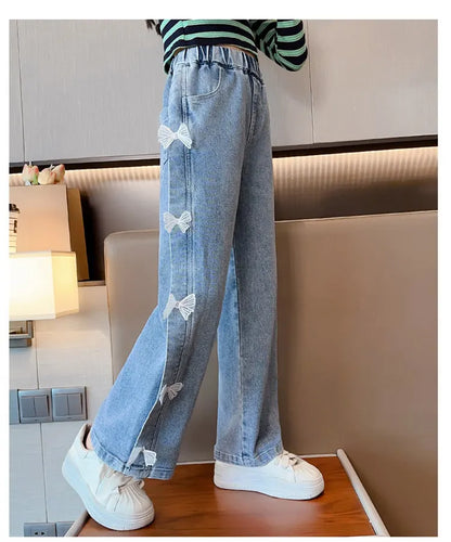 Jeans à jambe large pour fille de 5 à 14 ans