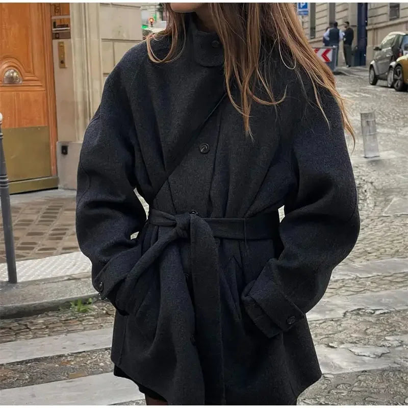 Veste en laine à lacets pour femme - Mode de rue