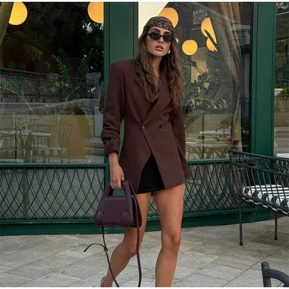 Blazer femme marron - Style élégant"