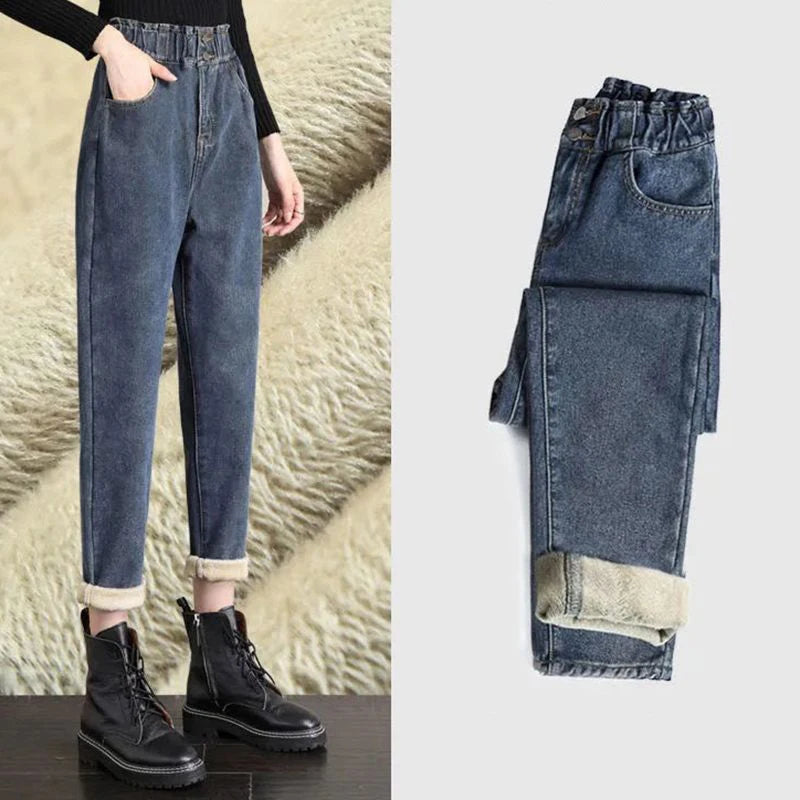 Thick and warm winter jeans for women