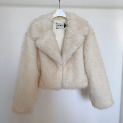 Manteau en fausse fourrure de renard pour femme