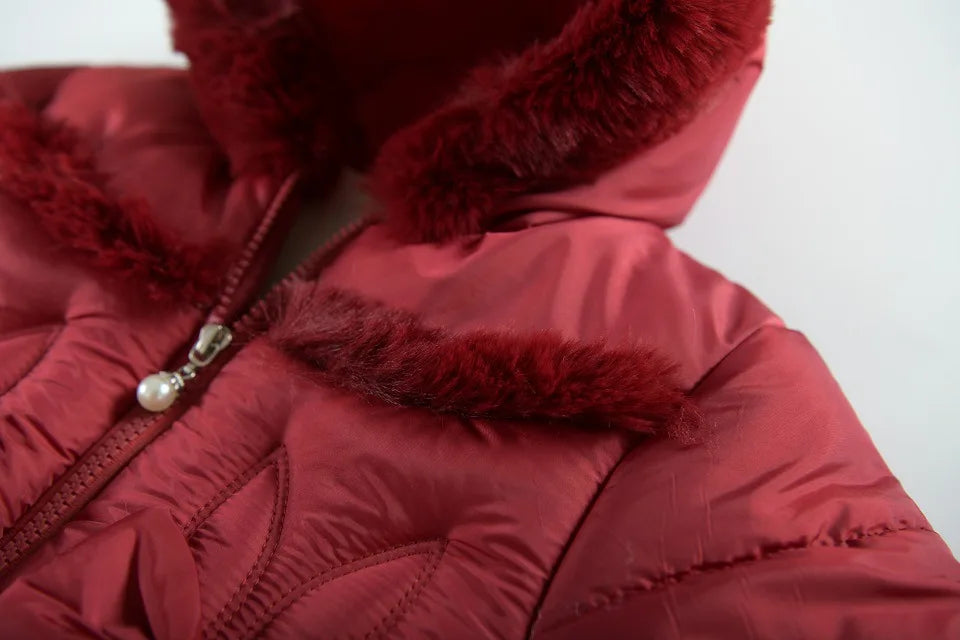 Manteau d'hiver épais doublé de fourrure pour fille de 1 à 4 ans