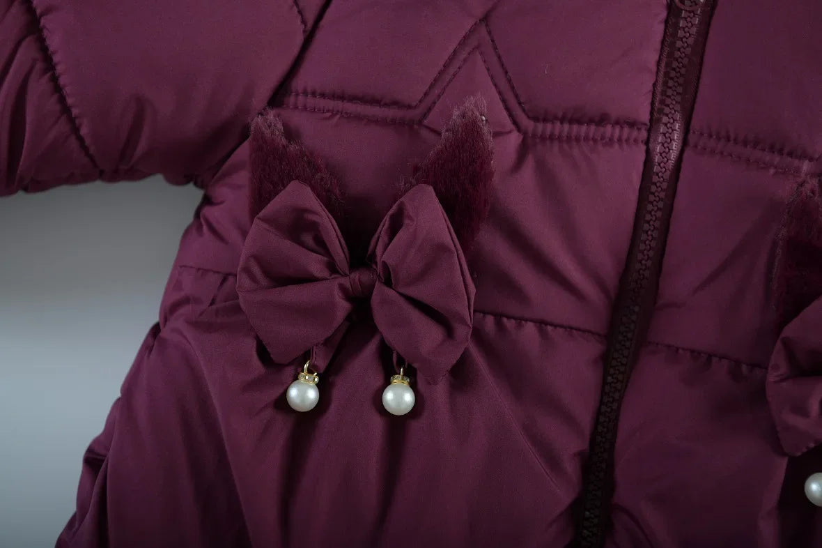 Manteau d'hiver épais doublé de fourrure pour fille de 1 à 4 ans