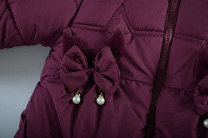 Manteau d'hiver épais doublé de fourrure pour fille de 1 à 4 ans