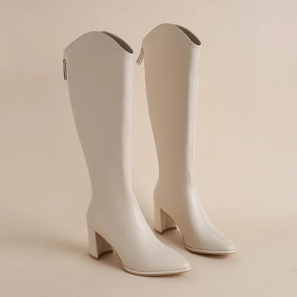 Bottes en cuir à talons hauts pour femmes