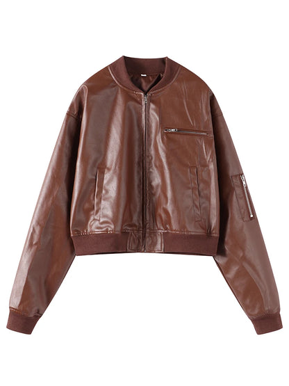 Blouson bomber en cuir pour femme - Mode de rue