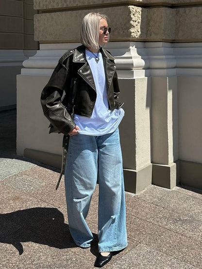 Veste en cuir de rue pour femmes