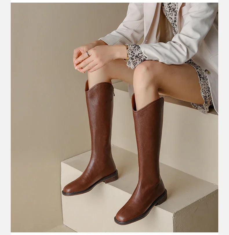 Bottes longues en cuir pour femme