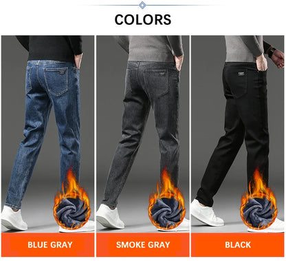 Jeans chauds pour homme en tissu de velours épais coupe ajustée